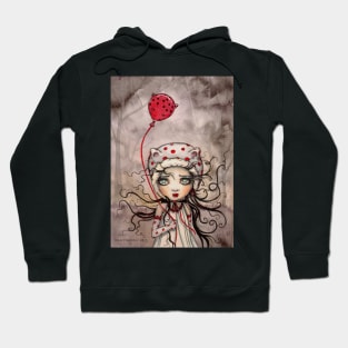 Big Eye Sweet Goth Red Balloon Fantasy Art Hoodie